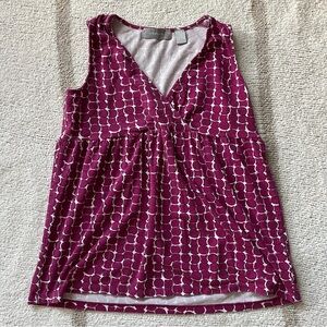 Liz Claiborne y2k fuchsia circular patterned surplice tank top
